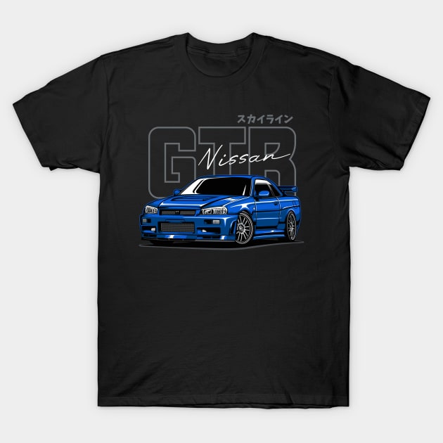 GTR R34 Blue T-Shirt by cturs